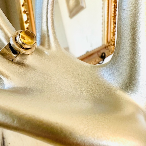 🔥 Vintage Modernist Citrine Silver Ring - Picture 10 of 17